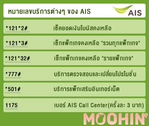 เช็ควัน เช็คยอดเงินคงเหลือ Ais(เอไอเอส), Dtac(ดีแทค), True(ทรู) - Moohin