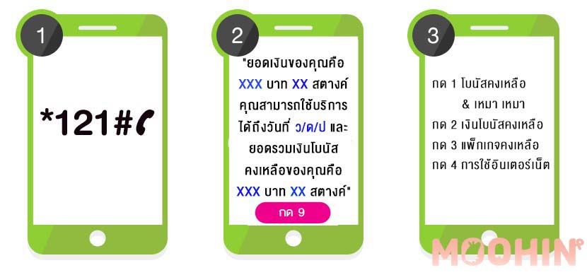 เช็ควัน เช็คยอดเงินคงเหลือ Ais(เอไอเอส), Dtac(ดีแทค), True(ทรู) - Moohin